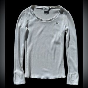 Y2K vintage 40 medium Lacoste White Long Sleeve Top thermo knit alligator logo